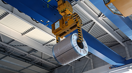 Crane-with-hot-rolled-steel-coil in a variety of grades